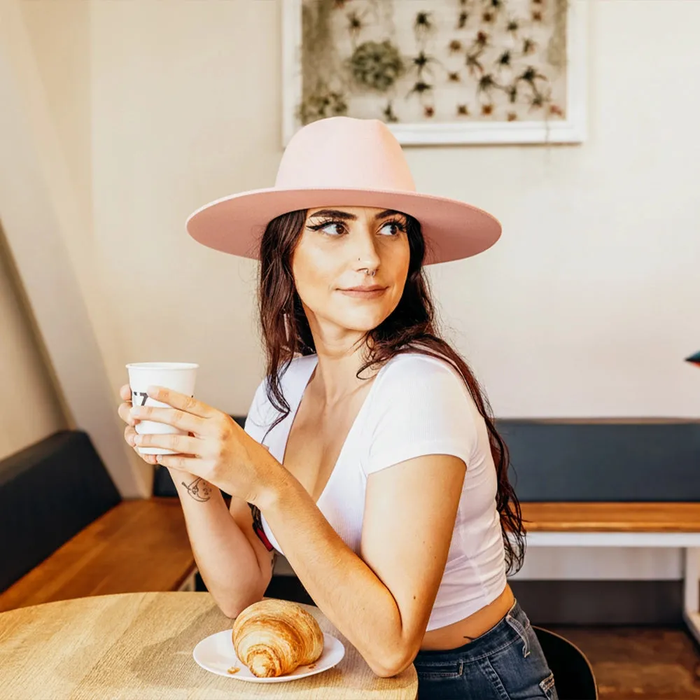 Rancher | Womens Cotton Candy Pink Wide Brim Felt Fedora Hat sold by American Hat Makers product image thumbnail 4