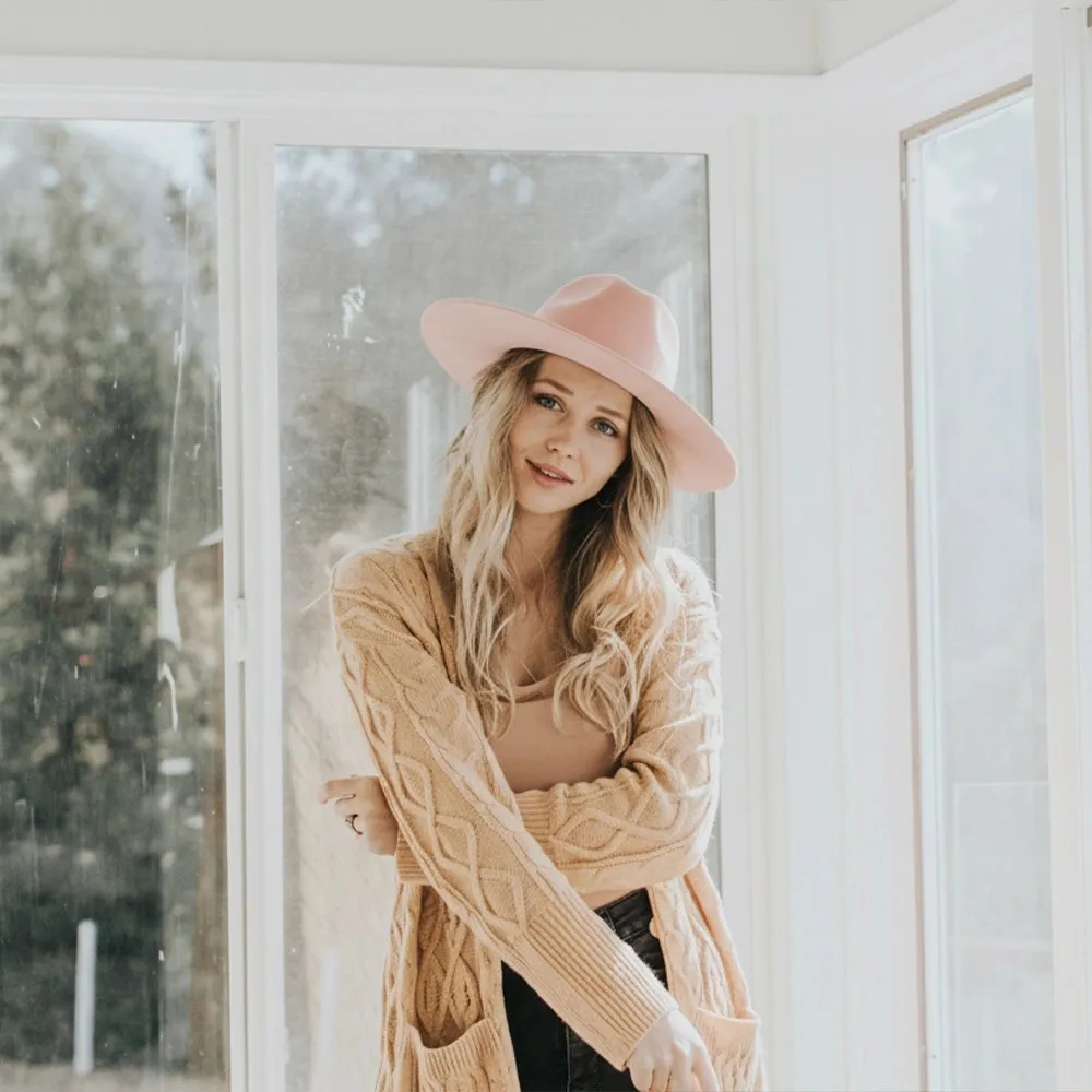 Rancher | Womens Cotton Candy Pink Wide Brim Felt Fedora Hat sold by American Hat Makers product image thumbnail 3