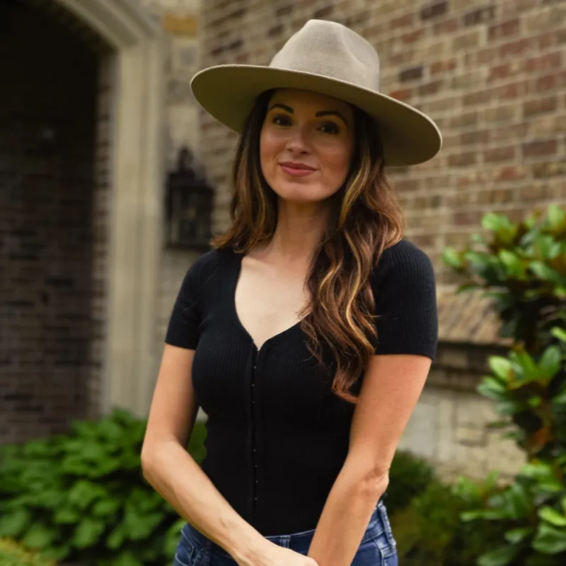 Rancher | Womens Dirty Mushroom Wide Brim Felt Fedora Hat made by American Hat Makers