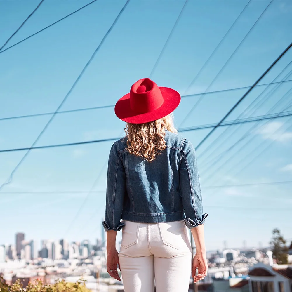 Rancher | Womens Red Wide Brim Felt Fedora Hat sold by American Hat Makers product image thumbnail 4