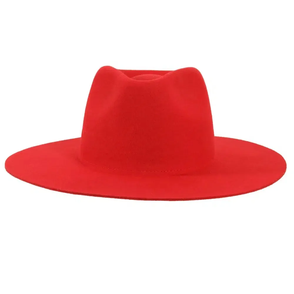 Rancher | Womens Red Wide Brim Felt Fedora Hat sold by American Hat Makers product image thumbnail 5