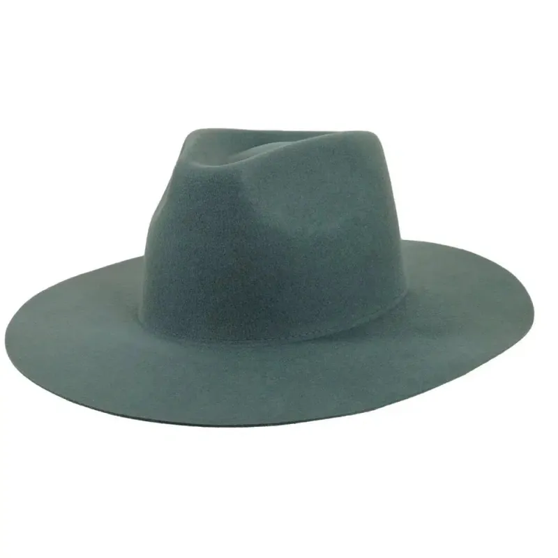 Rancher | Womens Green Wide Brim Felt Fedora Hat made by American Hat Makers