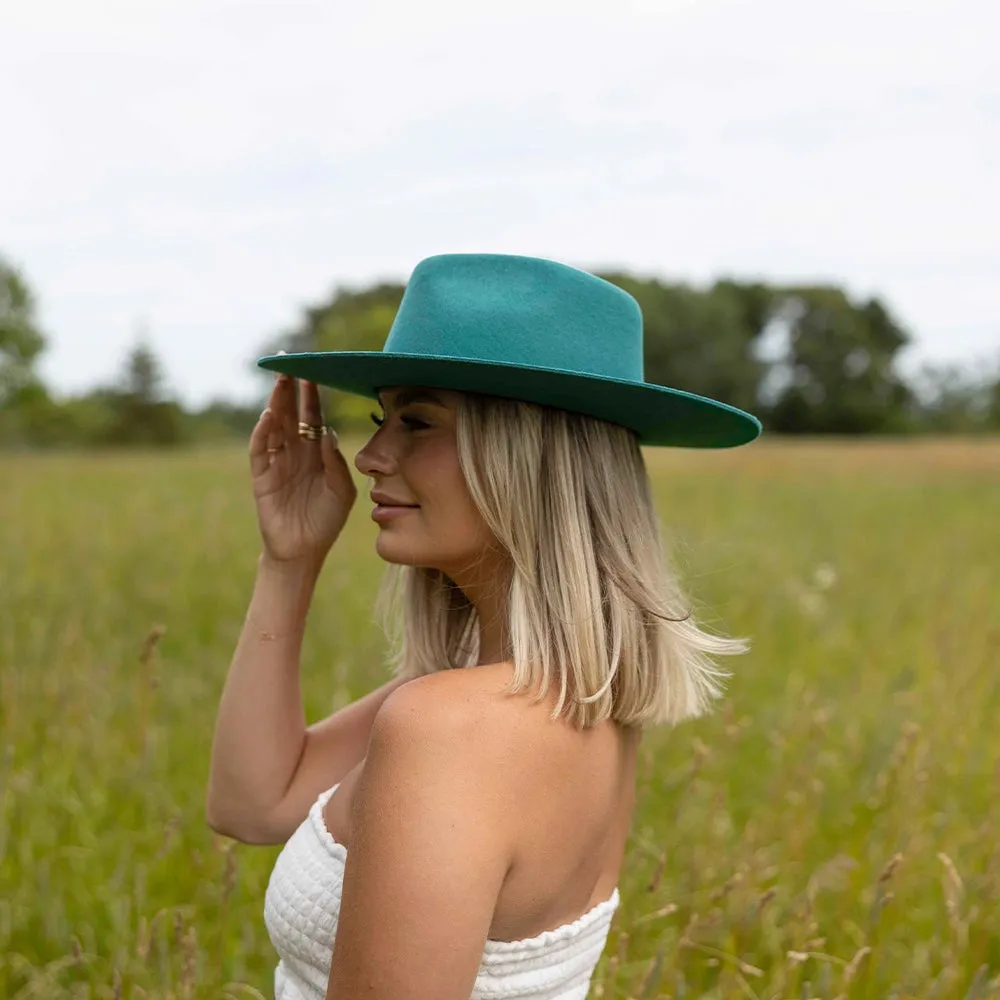 Rancher | Womens Teal Wide Brim Felt Fedora Hat sold by American Hat Makers product image thumbnail 3