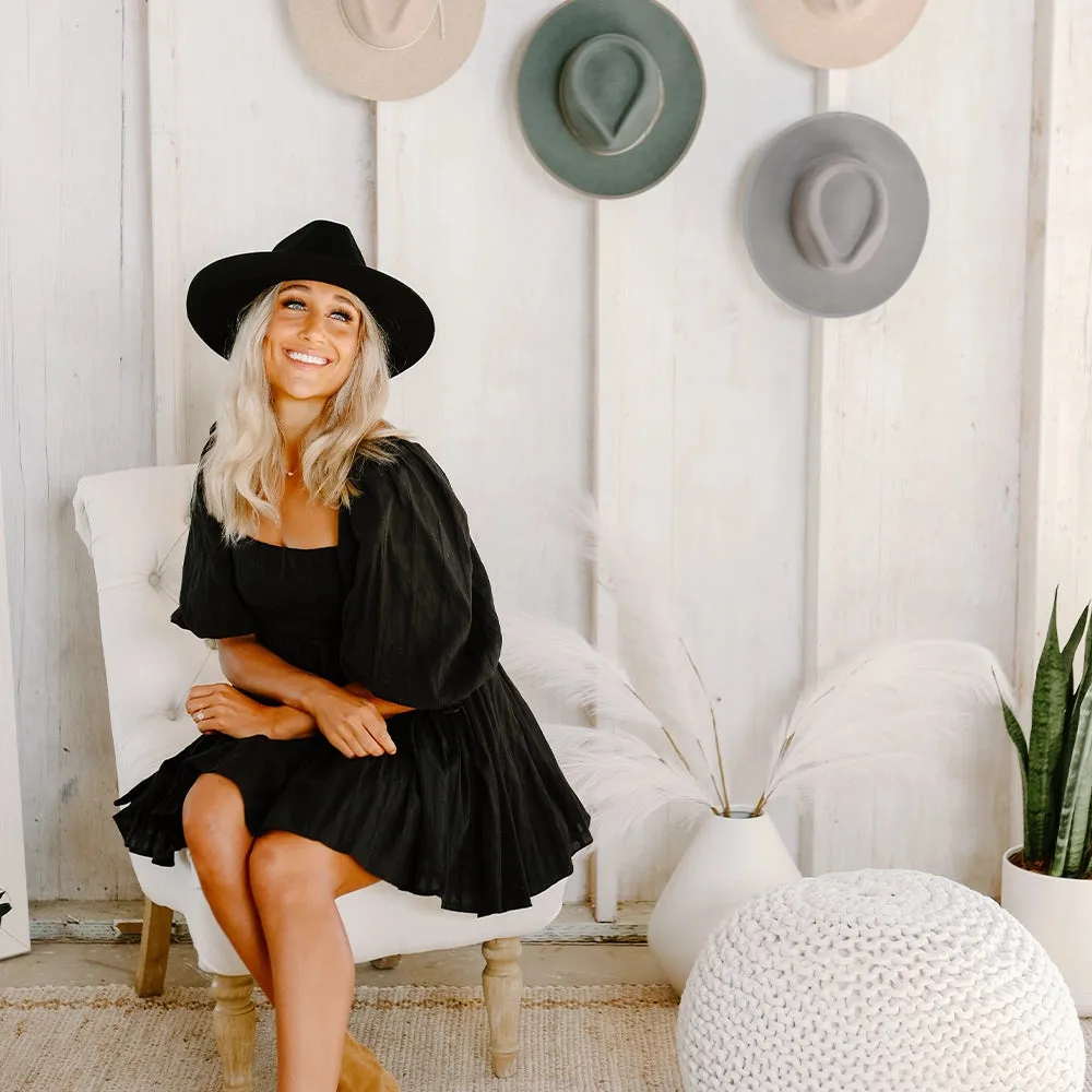 Rancher | Womens Black Wide Brim Felt Fedora Hat sold by American Hat Makers product image thumbnail 4