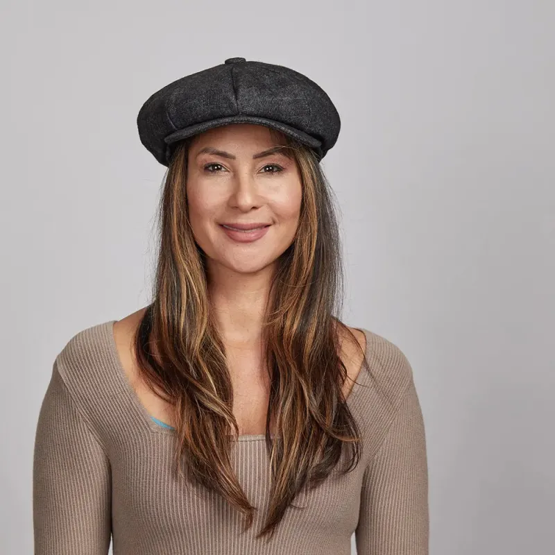 Argo | Womens Charcoal 8 Panel Newsboy Cap made by American Hat Makers
