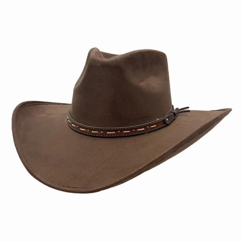 Ace High | Womens Brown Suede Teardrop Crown Rancher Cowgirl Hat made by American Hat Makers