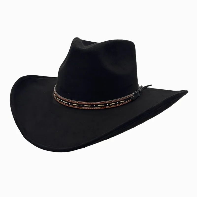 Ace High | Womens Black Suede Teardrop Crown Rancher Cowgirl Hat made by American Hat Makers