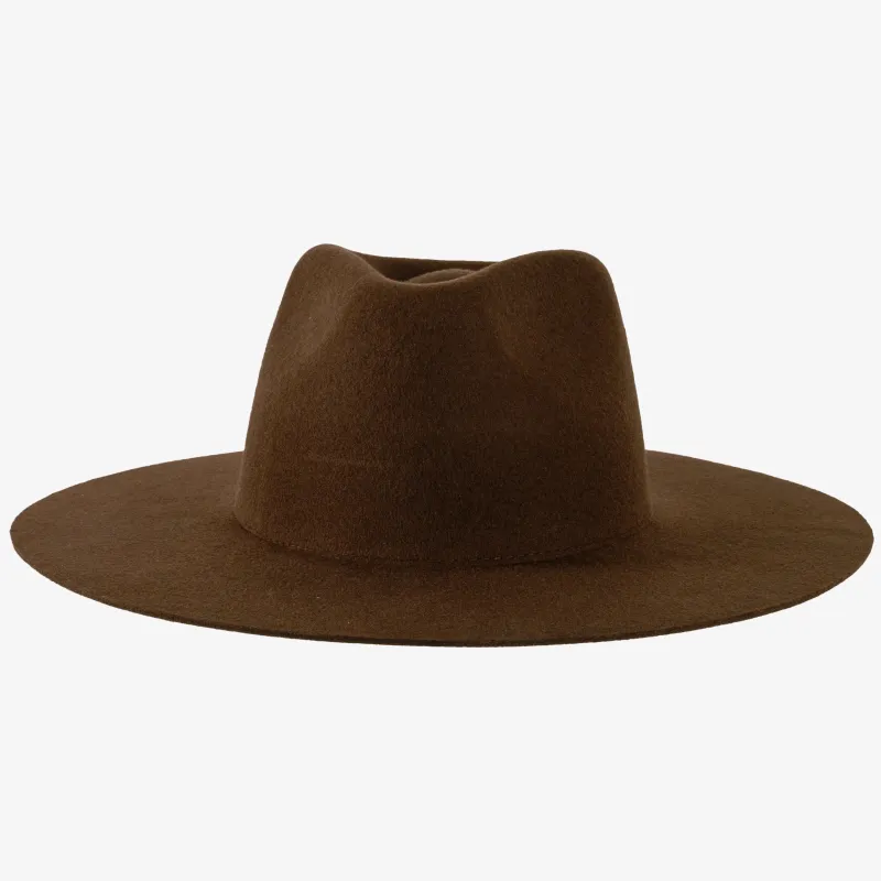Rancher | Mens Brown Wide Brim Felt Fedora Hat made by American Hat Makers