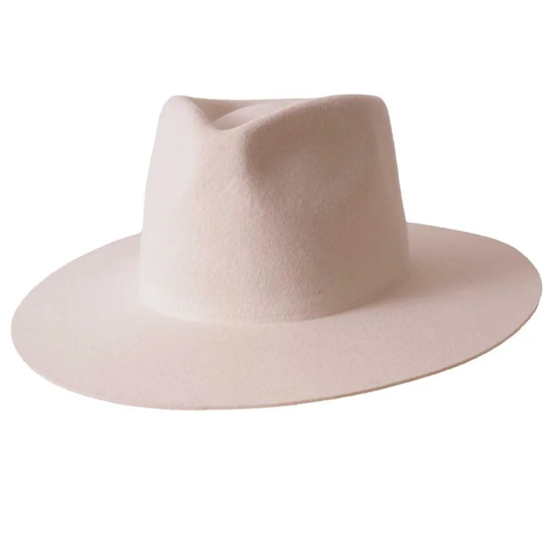 Rancher | Mens White Wide Brim Felt Fedora Hat made by American Hat Makers
