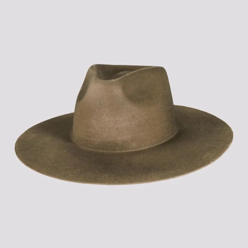 Rancher | Mens Dirty Mushroom Wide Brim Felt Fedora Hat made by American Hat Makers