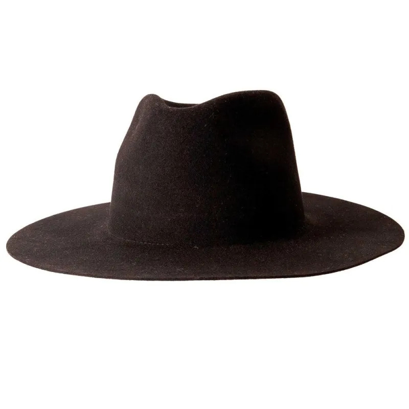 Rancher | Mens Black Wide Brim Felt Fedora Hat made by American Hat Makers