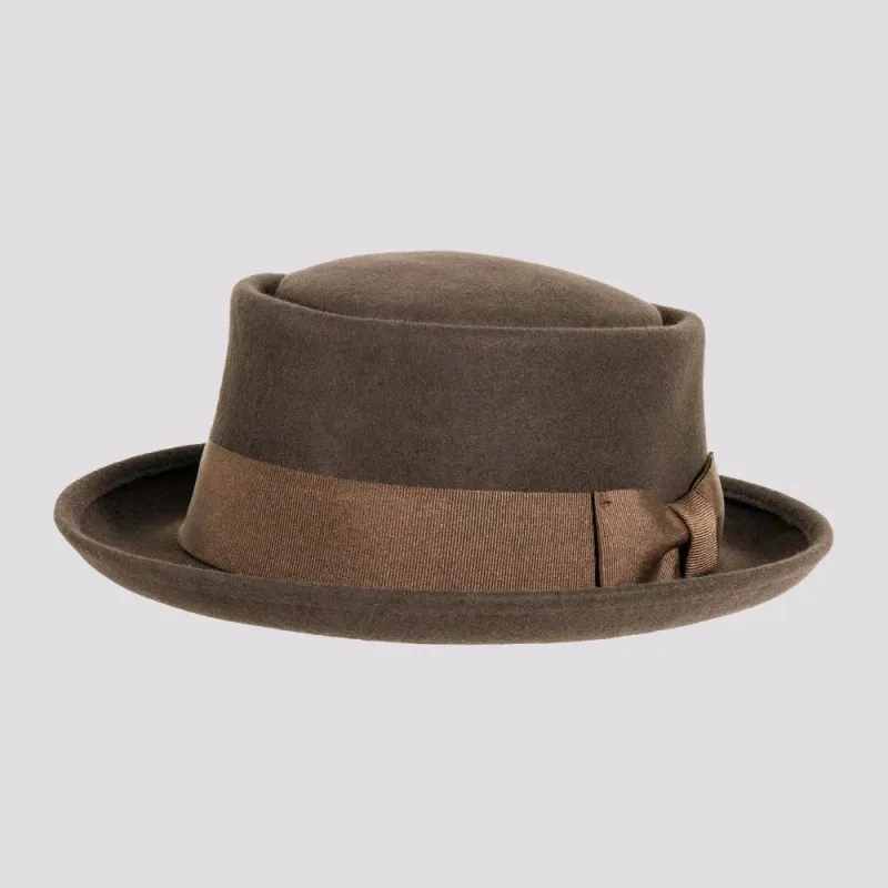 Chi-Town 2.0 | Mens Brown Crushable Wool Felt Pork Pie Hat made by American Hat Makers