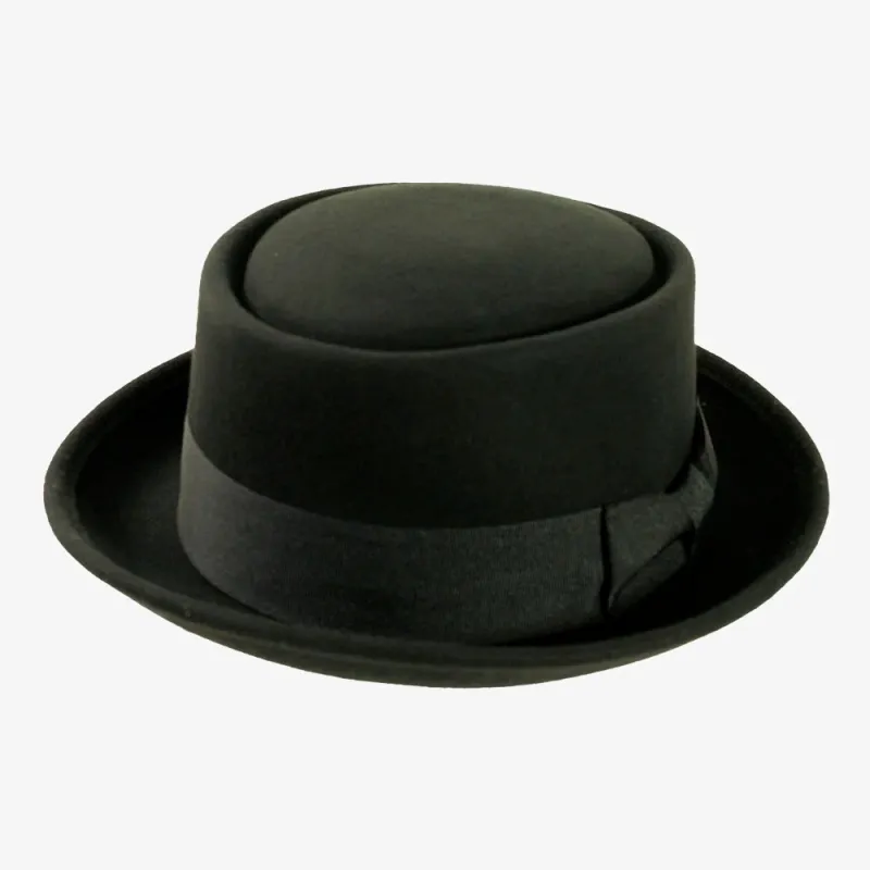 Chi-Town | Mens Black Crushable Wool Felt Pork Pie Hat made by American Hat Makers