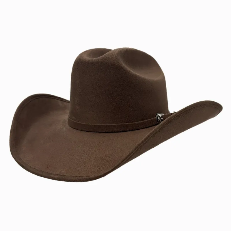 Dutch | Mens Brown Faux Suede Cattleman Crown Cowboy Hat made by American Hat Makers