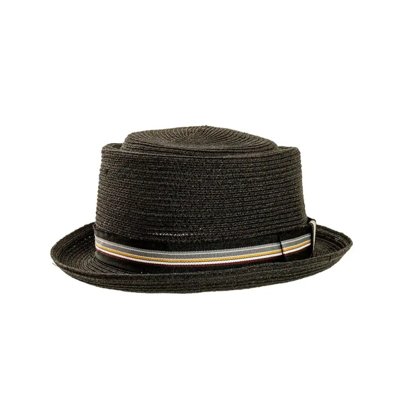 Detroit | Mens Black Fedora Straw Pork Pie Hat made by American Hat Makers