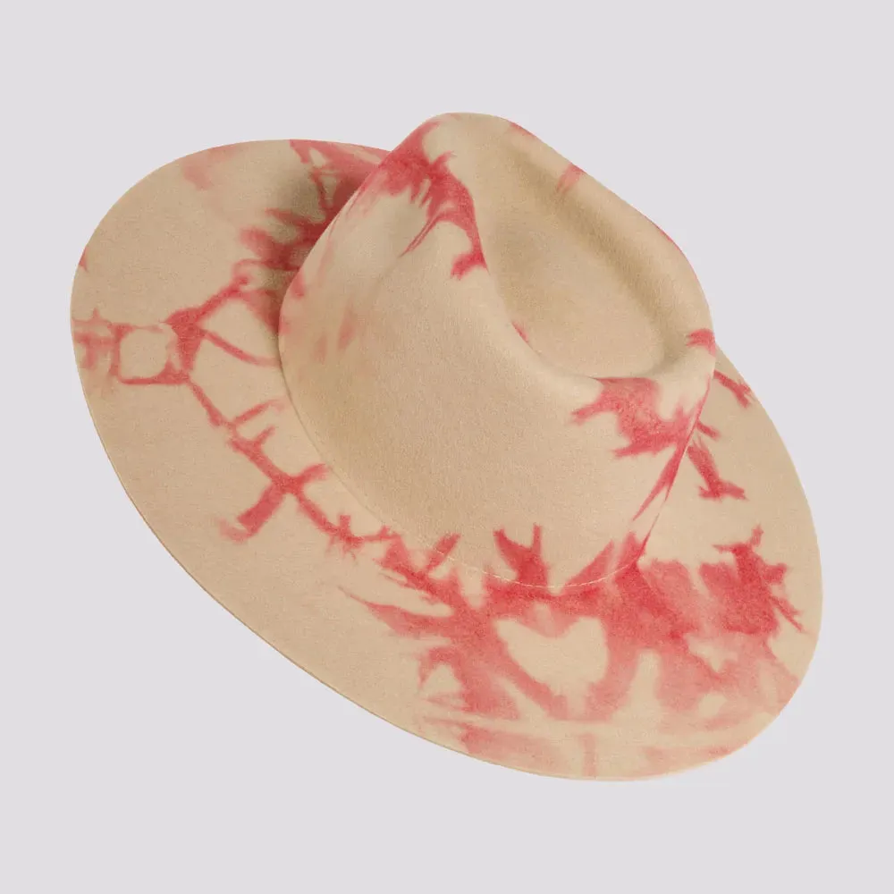 Demi | Womens Pink Tie Dye Wool Felt Fedora Hat sold by American Hat Makers product image thumbnail 4