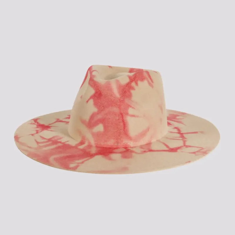 Demi | Womens Pink Tie Dye Wool Felt Fedora Hat made by American Hat Makers