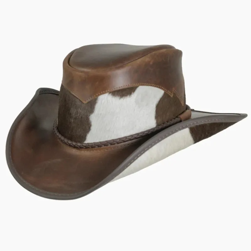 Pinto | Womens Brown Leather Cowgirl Hat with Calf Accents made by American Hat Makers
