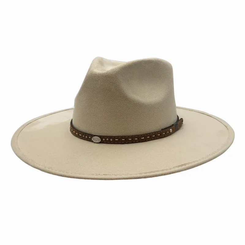 Granger | Mens Cream Faux Suede Rancher Fedora Hat made by American Hat Makers