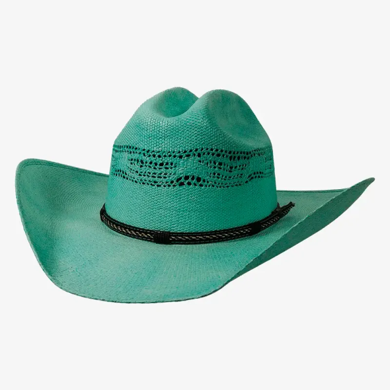 American Maverick | Mens Turquoise Vented Crown Bangora Straw Cowboy Hat made by American Hat Makers