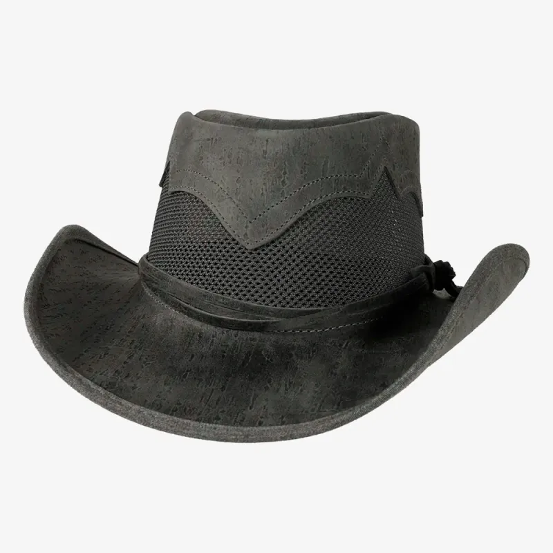 Stampede | Mens Asphalt Cowhide Leather Cowboy Hat with Mesh Sides made by American Hat Makers