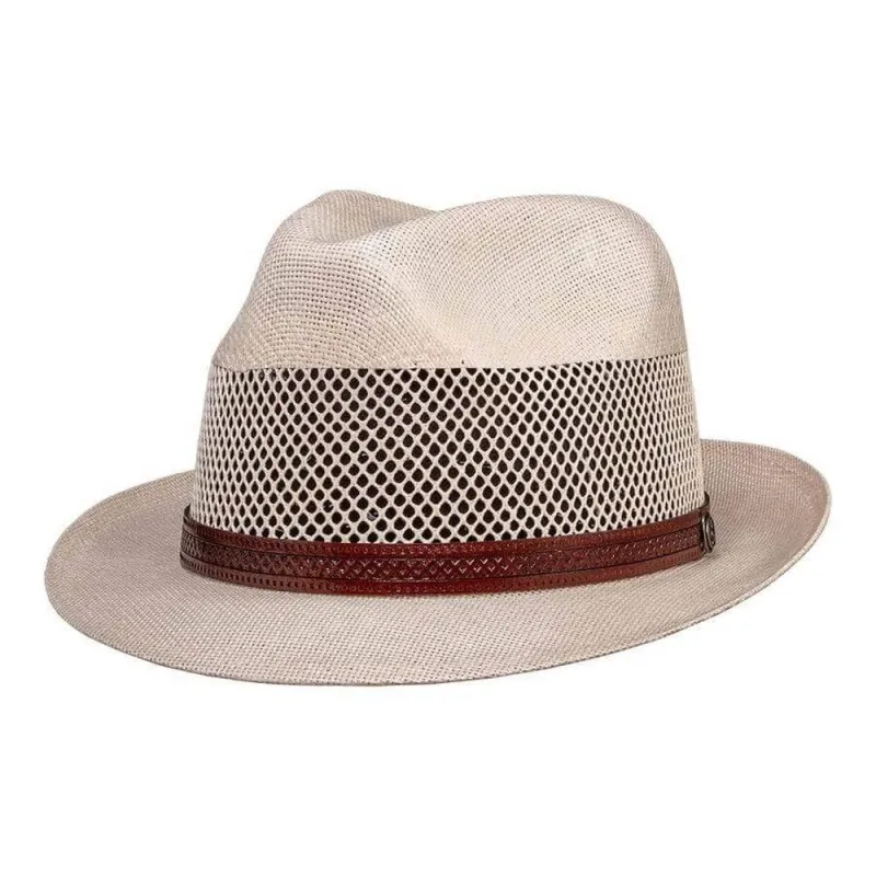Tuscany | Mens Cream Fedora Firm Straw Trilby Hat made by American Hat Makers