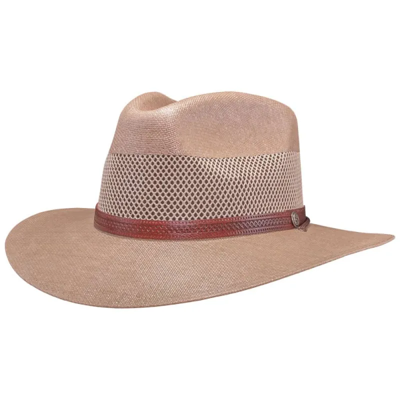 Florence | Mens Tan Wide Brim Firm Straw Sun Hat made by American Hat Makers