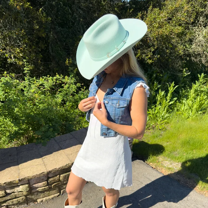 Cattleman | Womens Pastel Green Felt Cowgirl Hat made by American Hat Makers