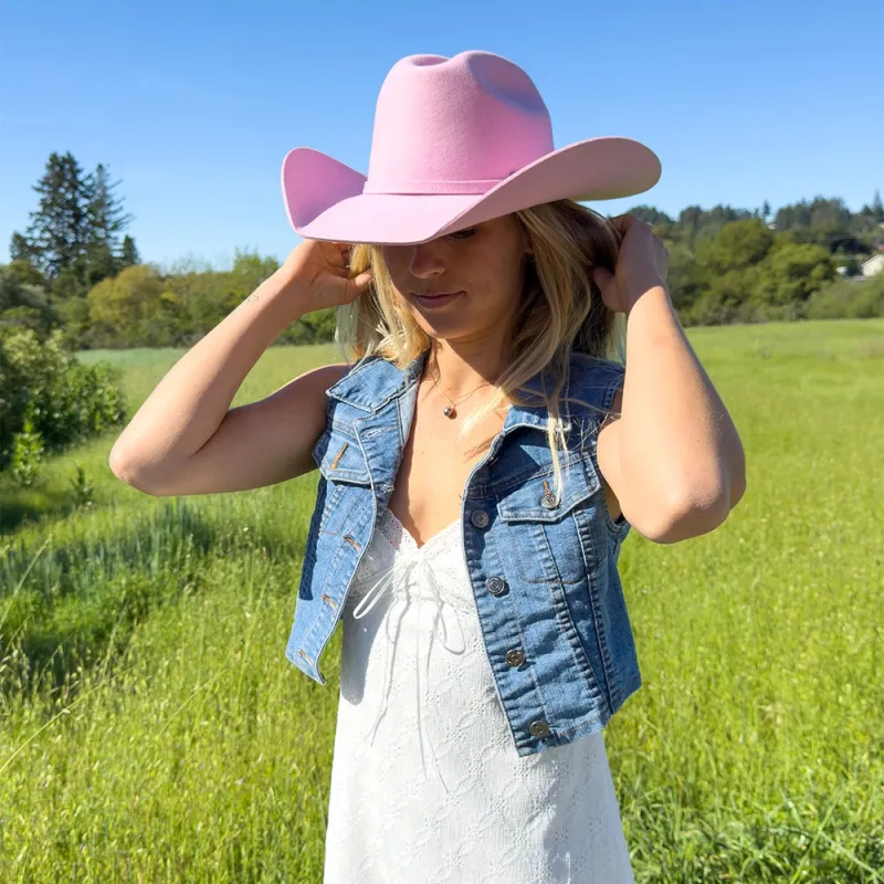 Cattleman | Womens Cotton Candy Pink Felt Cowgirl Hat made by American Hat Makers