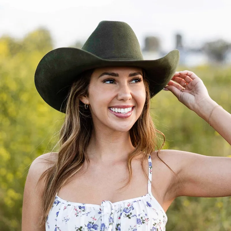 Cattleman | Womens Olive Felt Cowgirl Hat made by American Hat Makers