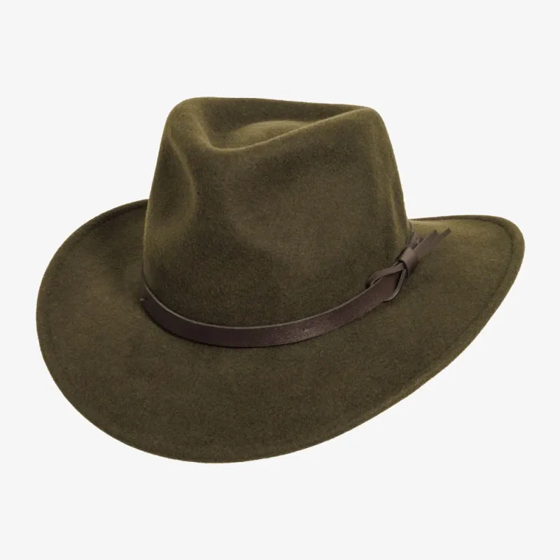 Pathfinder | Mens Olive Wool Felt Outback Hat made by American Hat Makers