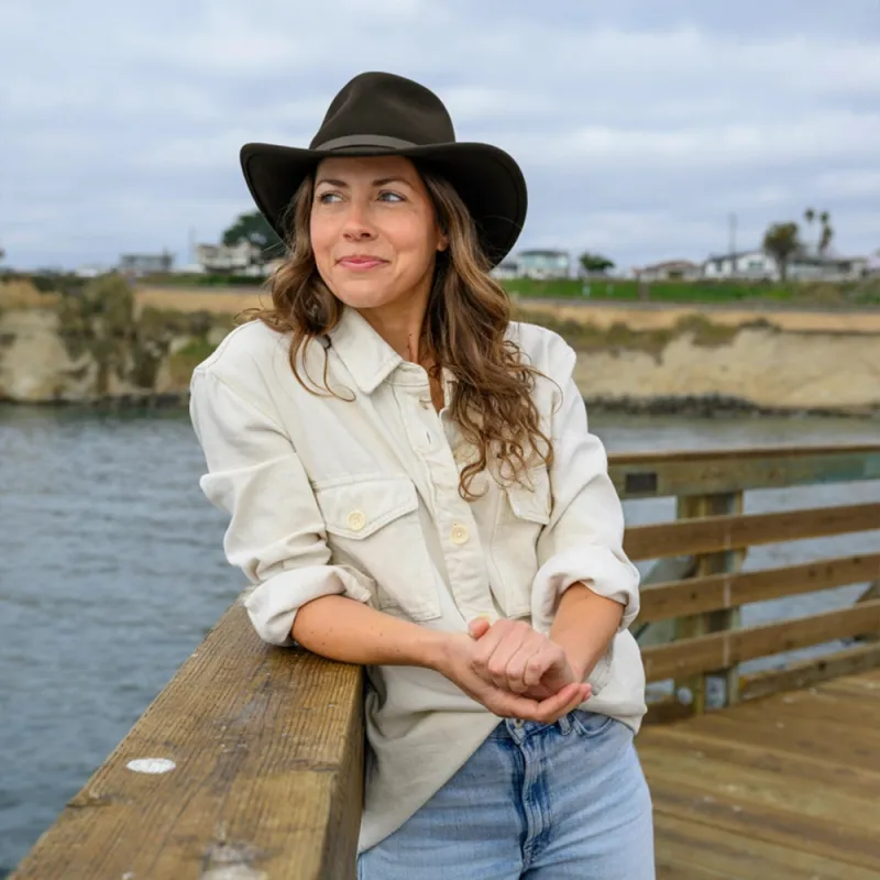 Pathfinder | Womens Black Wool Felt Outback Hat made by American Hat Makers
