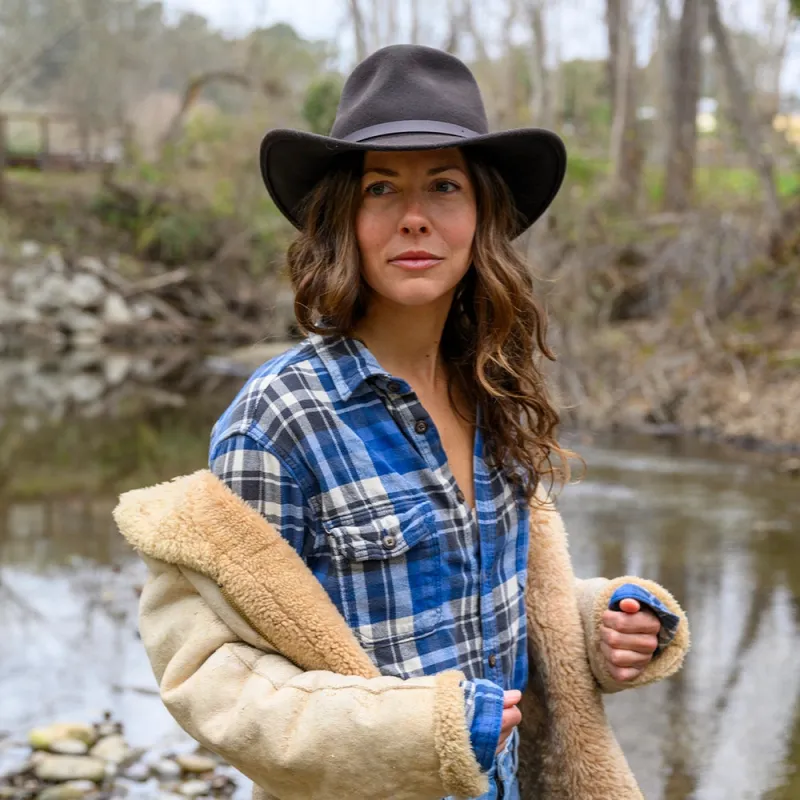 Pathfinder | Womens Chocolate Wool Felt Outback Hat made by American Hat Makers