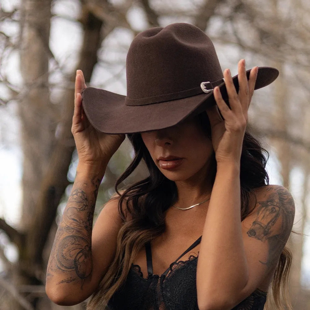 Cattleman | Womens Chocolate Brown Felt Cowgirl Hat sold by American Hat Makers
