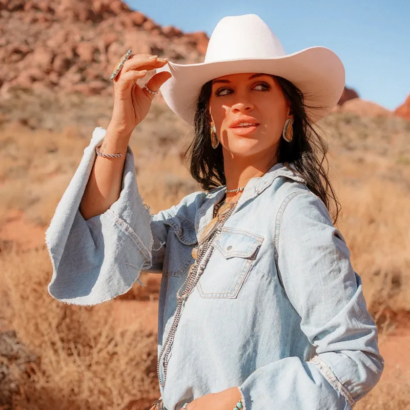 Cattleman | Womens White Felt Cowgirl Hat made by American Hat Makers