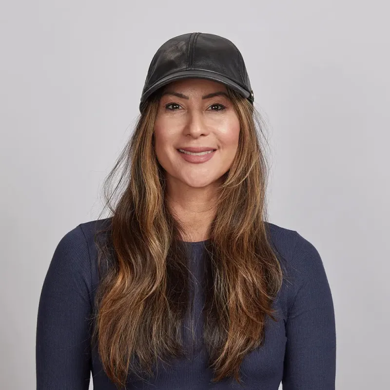 Sidecar | Womens Black Leather Cap made by American Hat Makers