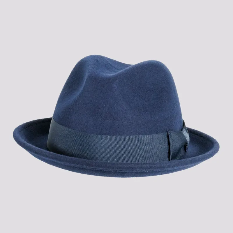 Pablo | Mens Navy Wool Felt Pinch Front Fedora Hat made by American Hat Makers