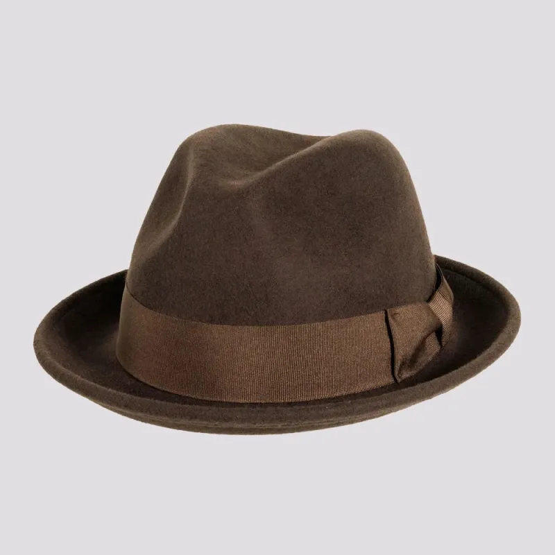 Pablo 2.0 | Mens Brown Wool Felt Pinch Front Fedora Hat made by American Hat Makers