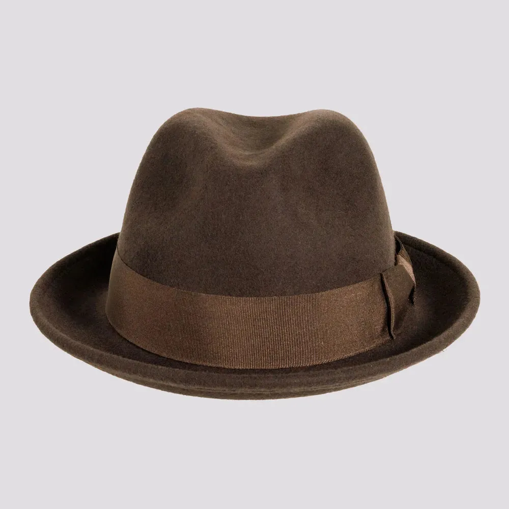Pablo | Womens Brown Wool Felt Pinch Front Fedora Hat sold by American Hat Makers product image thumbnail 5