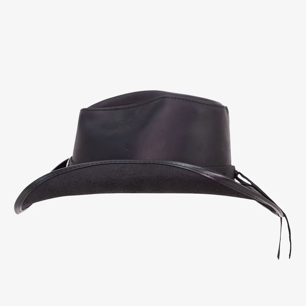 Western | Mens Black Leather Cowboy Hat sold by American Hat Makers product image thumbnail 4
