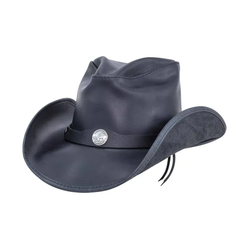 Western | Mens Black Leather Cowboy Hat made by American Hat Makers