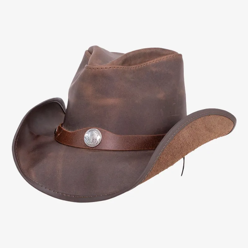 Western | Mens Chocolate Leather Cowboy Hat made by American Hat Makers