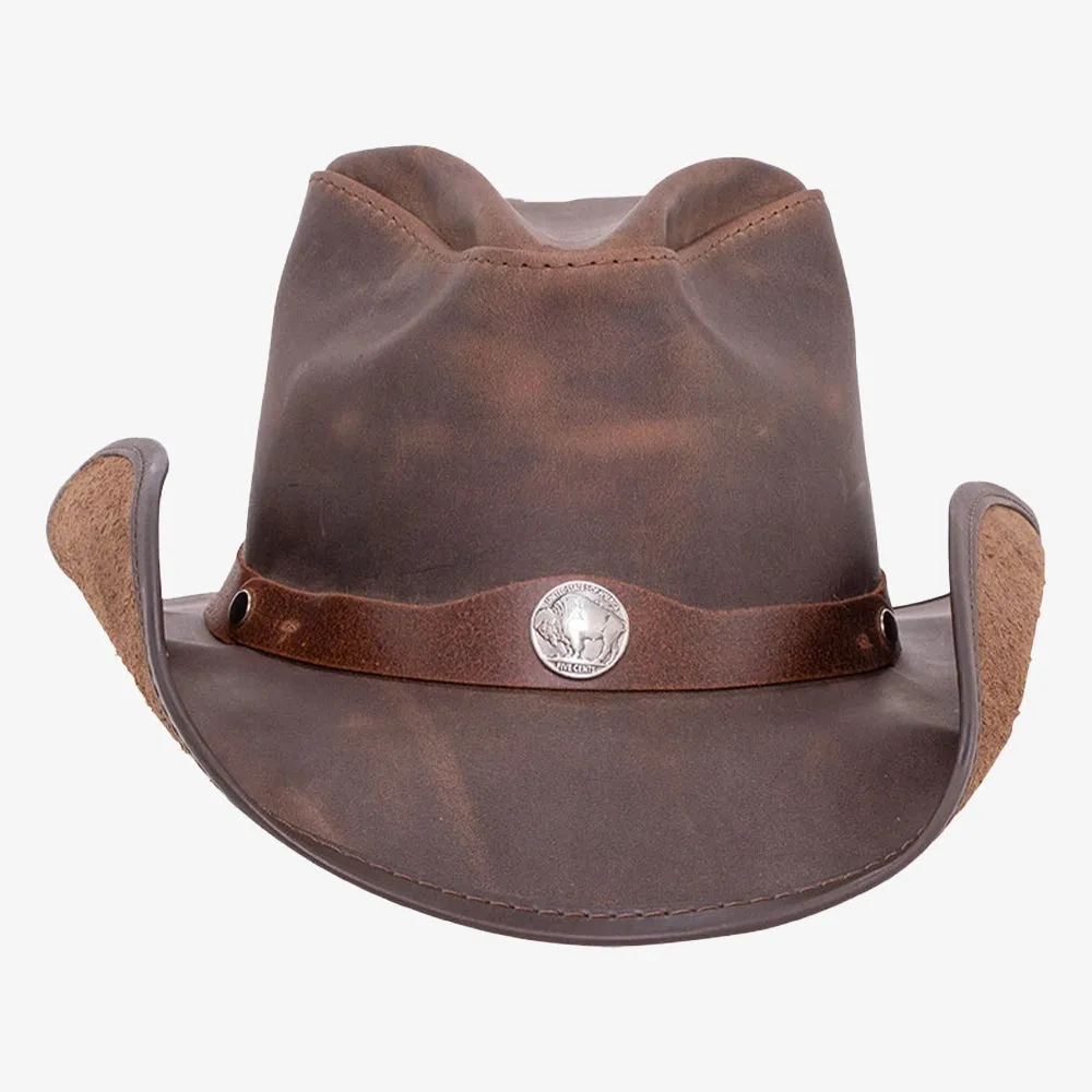 Western | Mens Chocolate Leather Cowboy Hat sold by American Hat Makers product image thumbnail 2