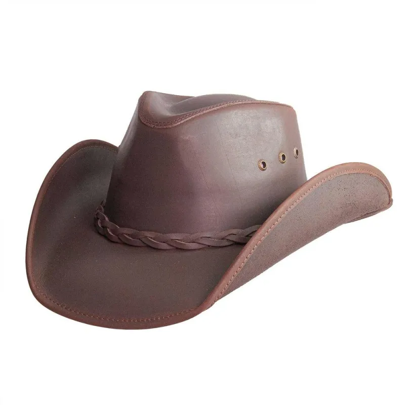 Hollywood | Mens Brown Leather Cowboy Hat made by American Hat Makers