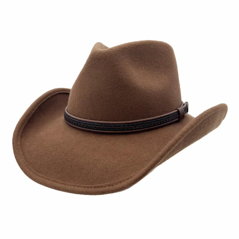 Showdown | Mens Pecan Wool Felt Crushable Western Outback Cowboy Hat made by American Hat Makers