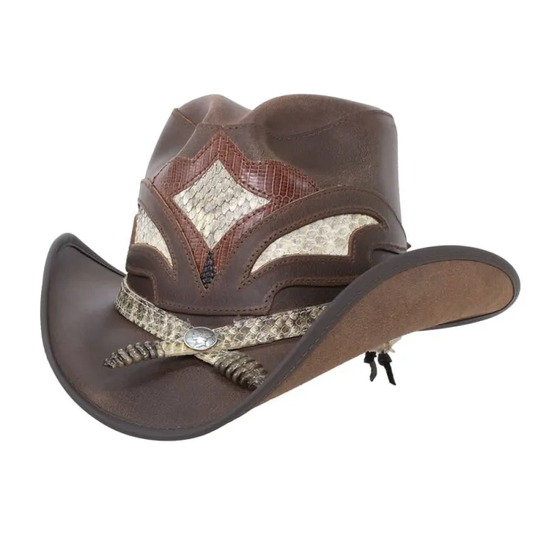 Storm | Mens Brown Leather & Rattlesnake Cowboy Hat made by American Hat Makers