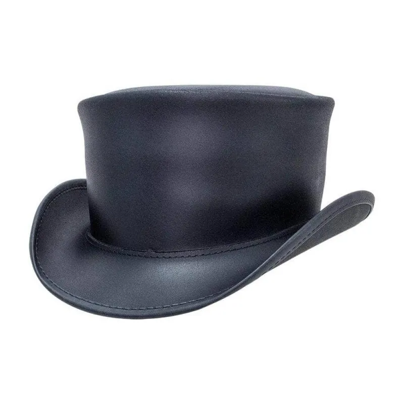 Marlow | Mens Black Leather Top Hat made by American Hat Makers