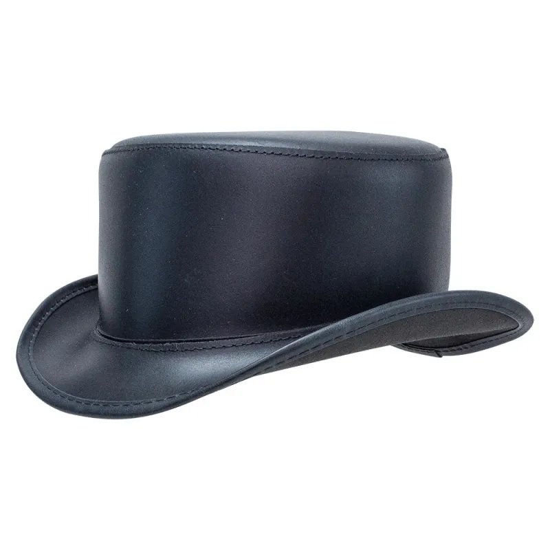 Bromley | Mens Black Leather Top Hat made by American Hat Makers