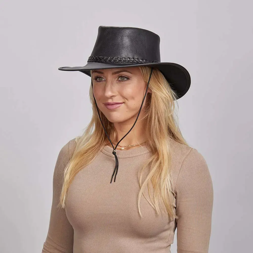 Crusher | Womens Leather Crushable Outback Hat sold by American Hat Makers product image thumbnail 5