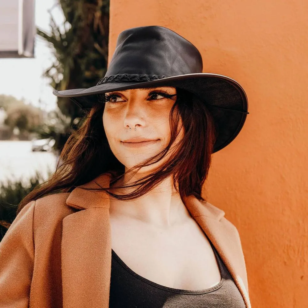 Crusher | Womens Leather Crushable Outback Hat sold by American Hat Makers product image thumbnail 3